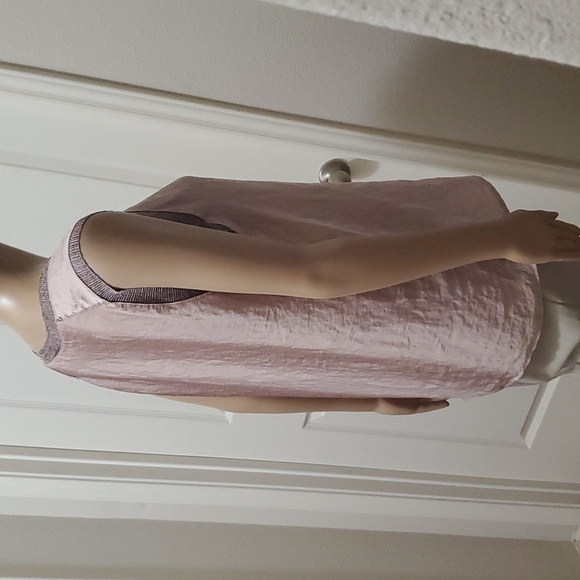 Zara L shimmery pink satin top ribbed hems wet look top shiny top sleeveless - Picture 5 of 9